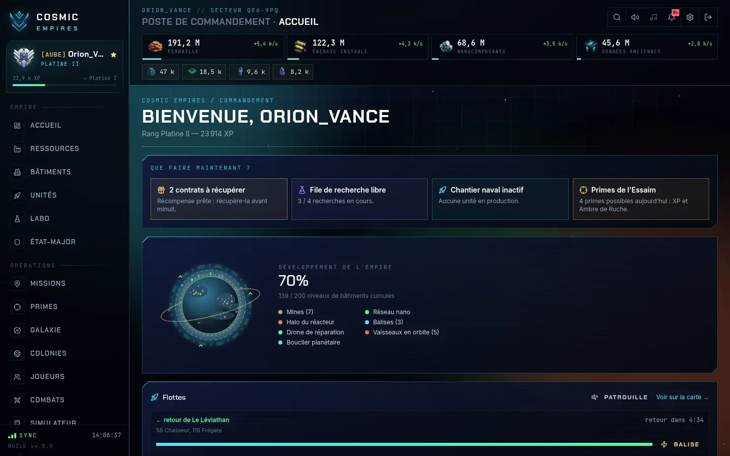 Poste de commandement de Cosmic Empires