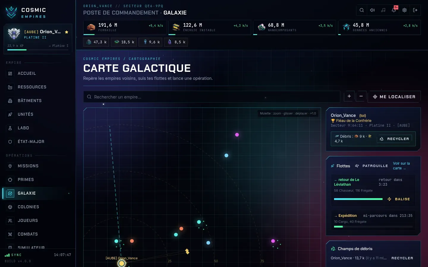 Carte galactique de Cosmic Empires